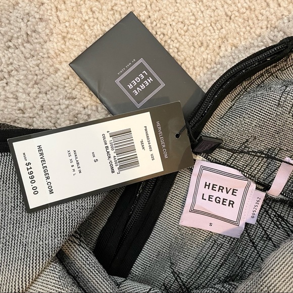 Herve Leger Bandage Dress (Black/White & Hot Pink) - Picture 3 of 10